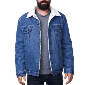 Alpine Swiss Mens Sherpa Lined Denim Jacket Classic Button Up Jean Trucker Coat